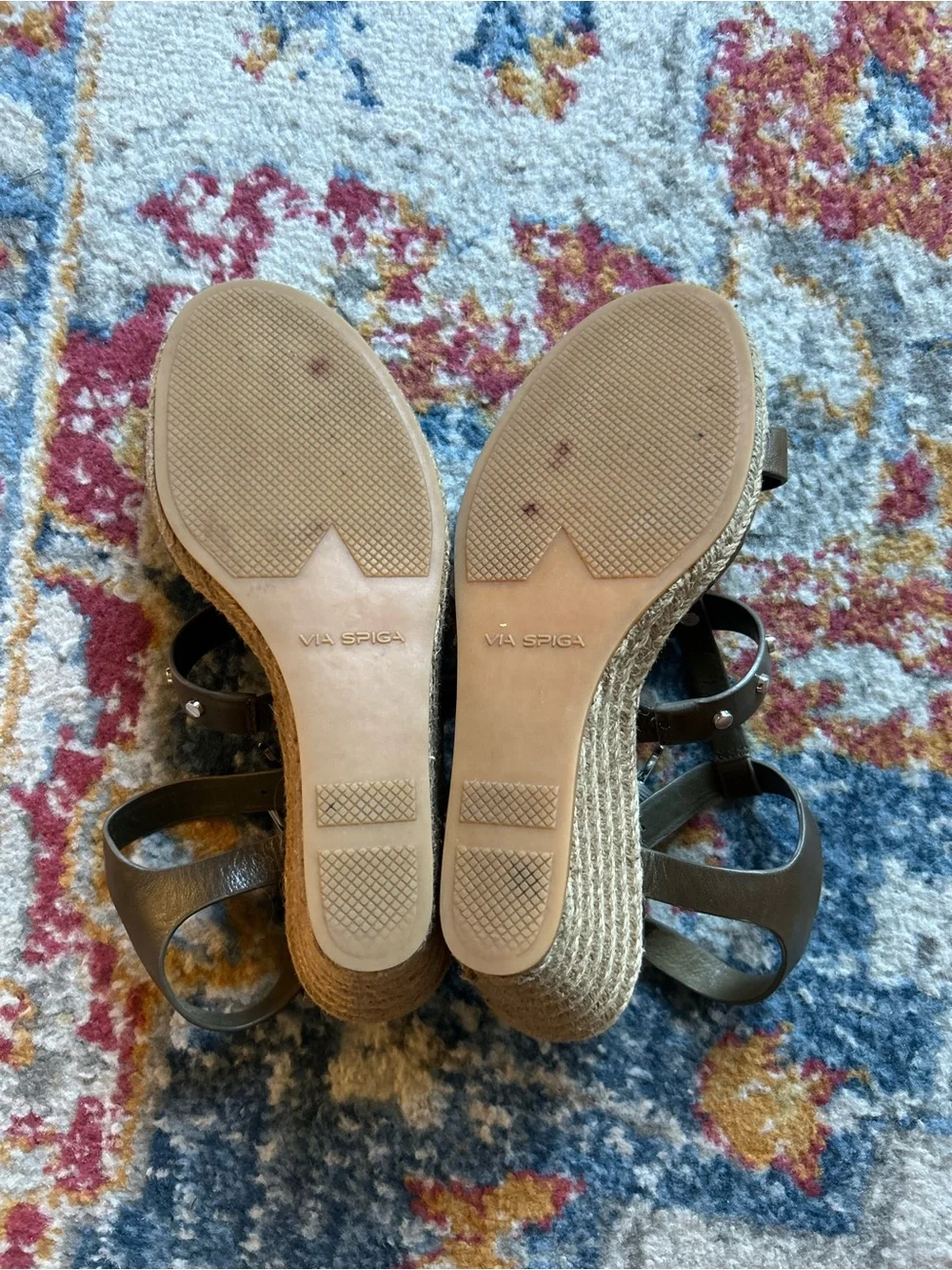 Via Spiga Olive Studded Espadrille Wedge Sandal